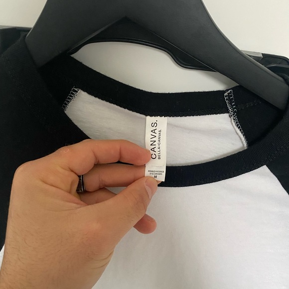 Canvas Mens 3/4 Sleeve Baseball T-Shirt (M) (Black/White) - Picture 2 of 5